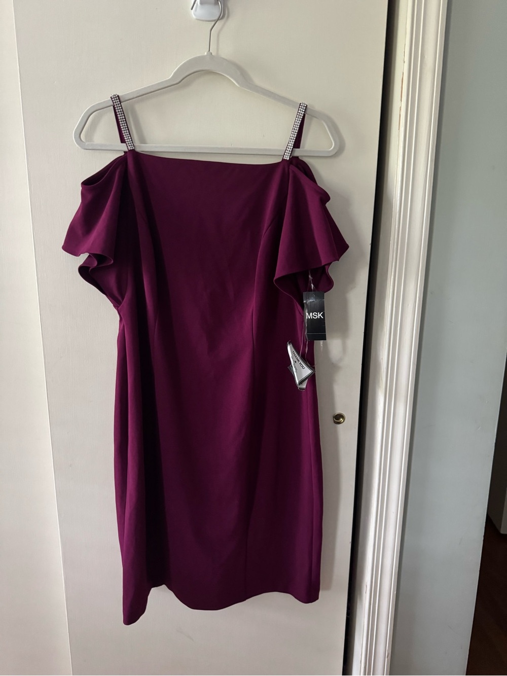 MSK burgundy purple cold shoulder dress size 12 NWT